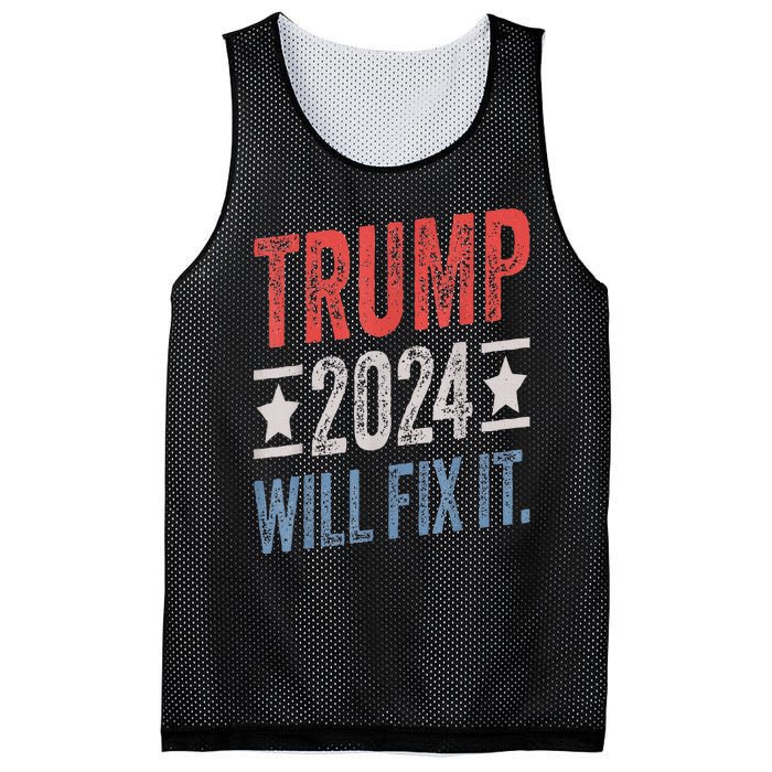 Trump 2024 Election Will Fix It Distressed Vintage Flag Mesh Reversible Basketball Jersey Tank