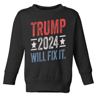 Trump 2024 Election Will Fix It Distressed Vintage Flag Toddler Sweatshirt