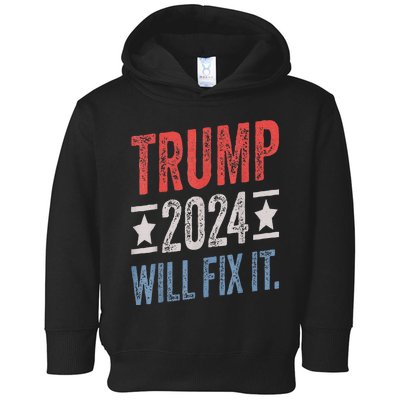 Trump 2024 Election Will Fix It Distressed Vintage Flag Toddler Hoodie