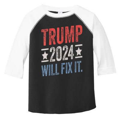 Trump 2024 Election Will Fix It Distressed Vintage Flag Toddler Fine Jersey T-Shirt