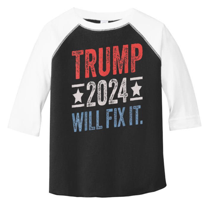 Trump 2024 Election Will Fix It Distressed Vintage Flag Toddler Fine Jersey T-Shirt