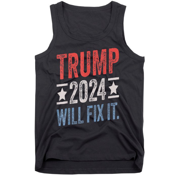 Trump 2024 Election Will Fix It Distressed Vintage Flag Tank Top