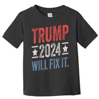 Trump 2024 Election Will Fix It Distressed Vintage Flag Toddler T-Shirt