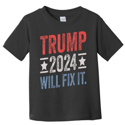 Trump 2024 Election Will Fix It Distressed Vintage Flag Toddler T-Shirt