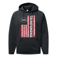 Trump 2024 Election Vintage Us Flag Vote Trumpamania Patriot Performance Fleece Hoodie