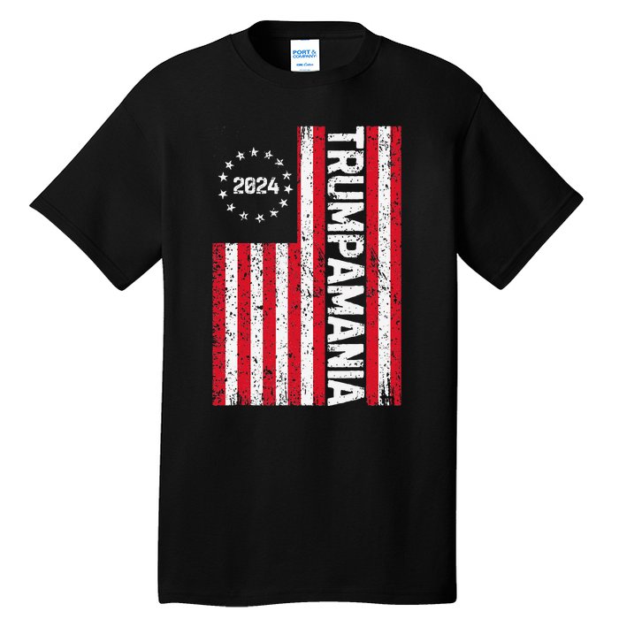 Trump 2024 Election Vintage Us Flag Vote Trumpamania Patriot Tall T-Shirt