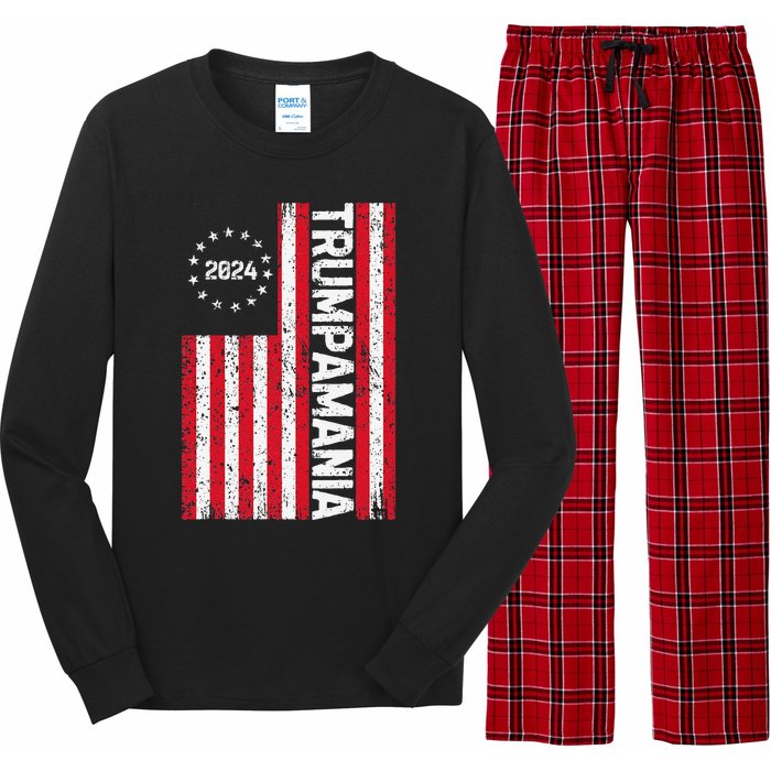 Trump 2024 Election Vintage Us Flag Vote Trumpamania Patriot Long Sleeve Pajama Set