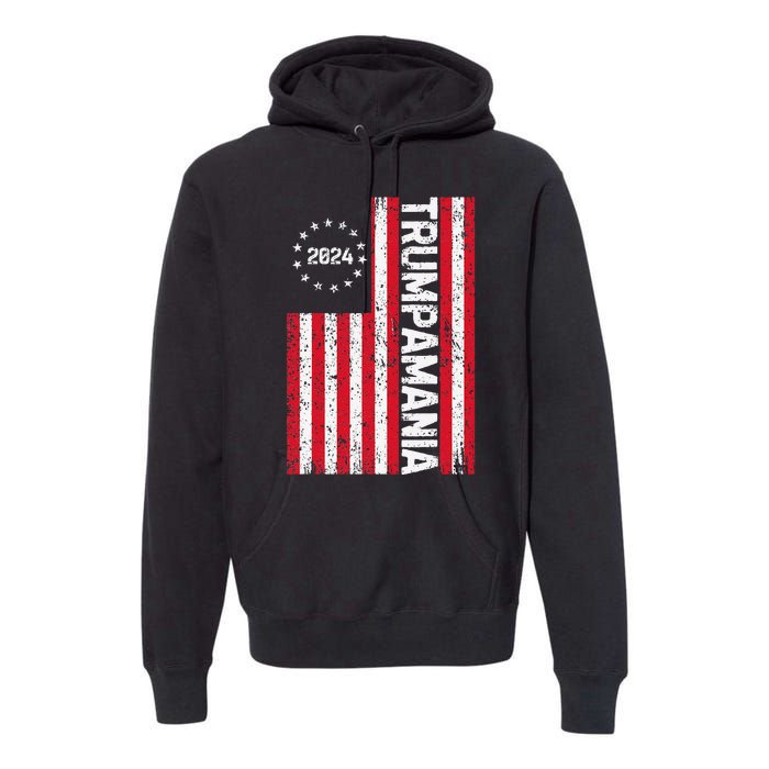 Trump 2024 Election Vintage Us Flag Vote Trumpamania Patriot Premium Hoodie