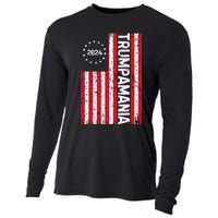 Trump 2024 Election Vintage Us Flag Vote Trumpamania Patriot Cooling Performance Long Sleeve Crew