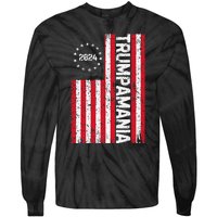 Trump 2024 Election Vintage Us Flag Vote Trumpamania Patriot Tie-Dye Long Sleeve Shirt