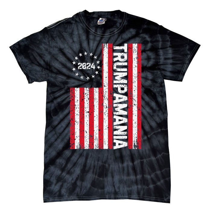 Trump 2024 Election Vintage Us Flag Vote Trumpamania Patriot Tie-Dye T-Shirt