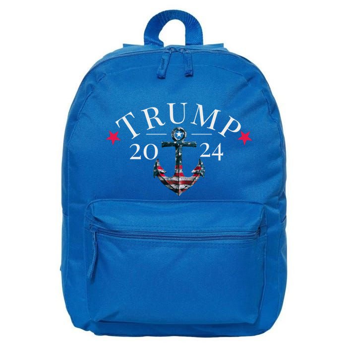 Trump 2024 Election American Flag Anchor Cool Gift 16 in Basic Backpack