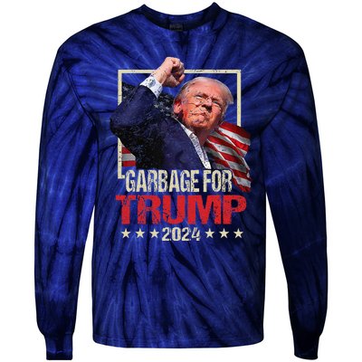 Trump 2024 Election Garbage For Trump Vote Trump President Tie-Dye Long Sleeve Shirt