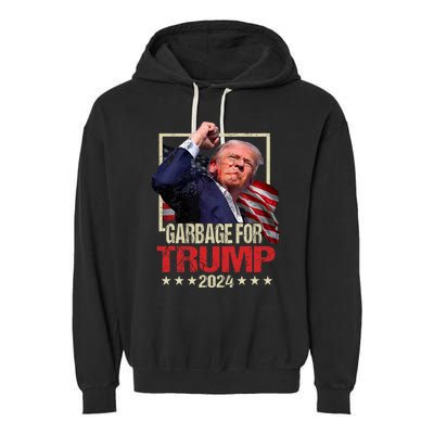 Trump 2024 Election Garbage For Trump Vote Trump President Garment-Dyed Fleece Hoodie