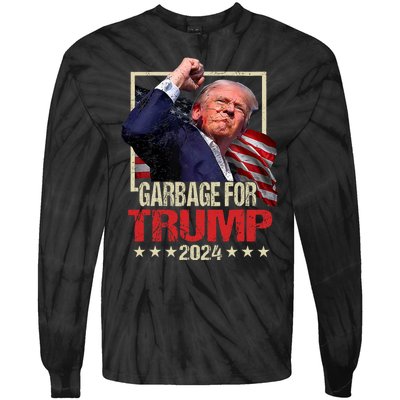 Trump 2024 Election Garbage For Trump Vote Trump President Tie-Dye Long Sleeve Shirt