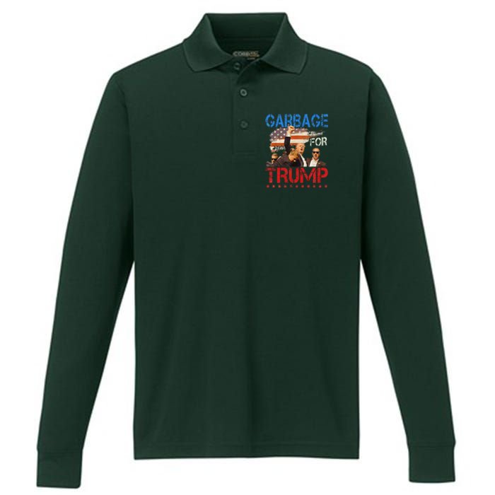 Trump 2024 Election Proud To Be Garbage Vote Trump President Performance Long Sleeve Polo