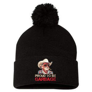 Trump 2024 Election Proud To Be Garbage Vote Trump President Pom Pom 12in Knit Beanie