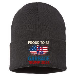 Trump 2024 Election Proud To Be Garbage Vote Trump President Sustainable Knit Beanie