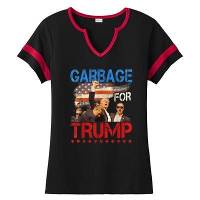 Trump 2024 Election Proud To Be Garbage Vote Trump President Ladies Halftime Notch Neck Tee