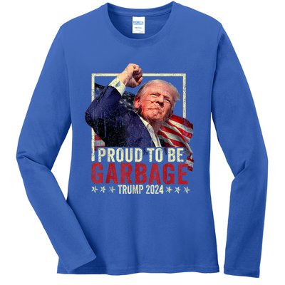 Trump 2024 Election Proud To Be Garbage Vote Trump President Ladies Long Sleeve Shirt