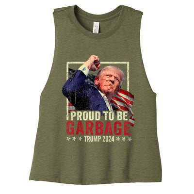 Trump 2024 Election Proud To Be Garbage Vote Trump President Women's Racerback Cropped Tank