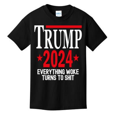 Trump 2024 Everything Woke Turns To Shit Kids T-Shirt