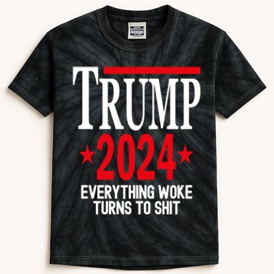 Trump 2024 Everything Woke Turns To Shit Kids Tie-Dye T-Shirt