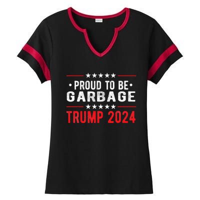 Trump 2024 Election Proud To Be Garbage Vote Trump President Ladies Halftime Notch Neck Tee