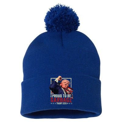 Trump 2024 Election Proud To Be Garbage Vote Trump President Pom Pom 12in Knit Beanie