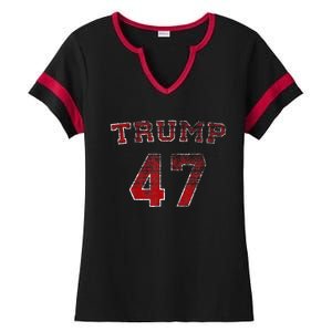 Trump 2024 Election 47 Victory Win President Ladies Halftime Notch Neck Tee