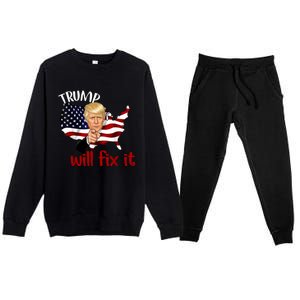 Trump 2024 Election Will Fix It Premium Crewneck Sweatsuit Set