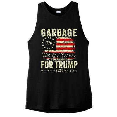 Trump 2024 Election Garbage Vote For Trump President Us Flag Ladies PosiCharge Tri-Blend Wicking Tank