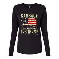 Trump 2024 Election Garbage Vote For Trump President Us Flag Womens Cotton Relaxed Long Sleeve T-Shirt