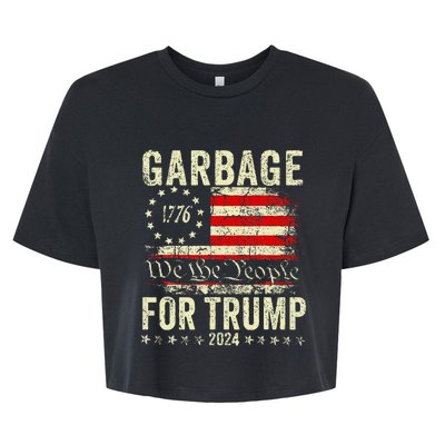 Trump 2024 Election Garbage Vote For Trump President Us Flag Bella+Canvas Jersey Crop Tee