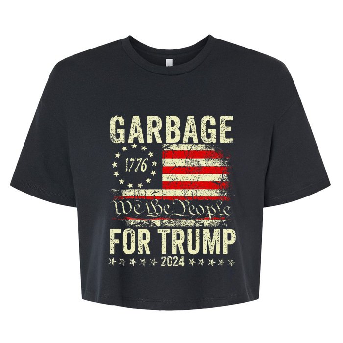 Trump 2024 Election Garbage Vote For Trump President Us Flag Bella+Canvas Jersey Crop Tee