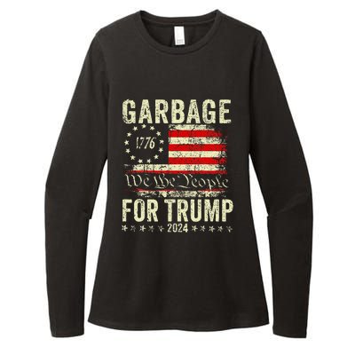 Trump 2024 Election Garbage Vote For Trump President Us Flag Womens CVC Long Sleeve Shirt