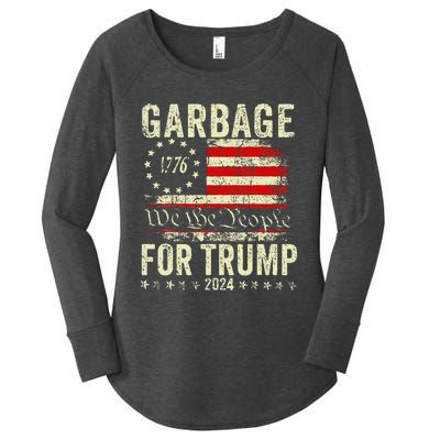 Trump 2024 Election Garbage Vote For Trump President Us Flag Women's Perfect Tri Tunic Long Sleeve Shirt