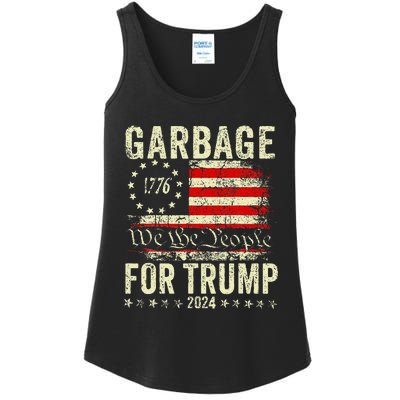 Trump 2024 Election Garbage Vote For Trump President Us Flag Ladies Essential Tank