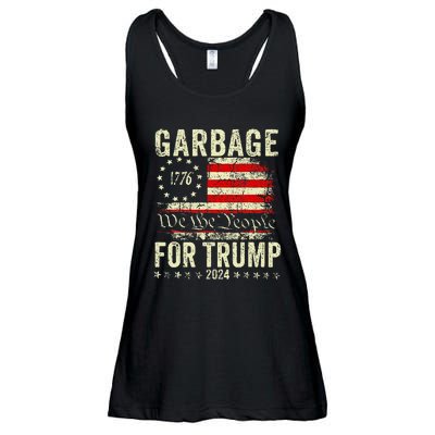 Trump 2024 Election Garbage Vote For Trump President Us Flag Ladies Essential Flowy Tank