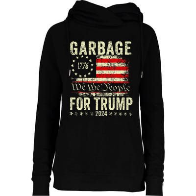 Trump 2024 Election Garbage Vote For Trump President Us Flag Womens Funnel Neck Pullover Hood