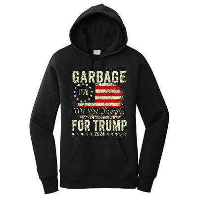 Trump 2024 Election Garbage Vote For Trump President Us Flag Women's Pullover Hoodie