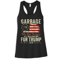 Trump 2024 Election Garbage Vote For Trump President Us Flag Women's Racerback Tank