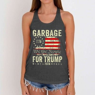 Trump 2024 Election Garbage Vote For Trump President Us Flag Women's Knotted Racerback Tank