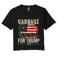 Trump 2024 Election Garbage Vote For Trump President Us Flag Women's Crop Top Tee