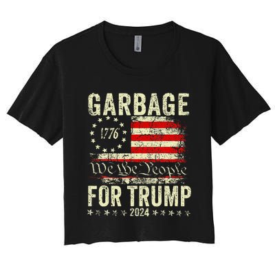 Trump 2024 Election Garbage Vote For Trump President Us Flag Women's Crop Top Tee