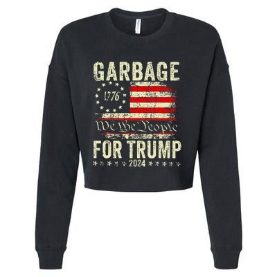 Trump 2024 Election Garbage Vote For Trump President Us Flag Cropped Pullover Crew