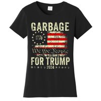 Trump 2024 Election Garbage Vote For Trump President Us Flag Women's T-Shirt