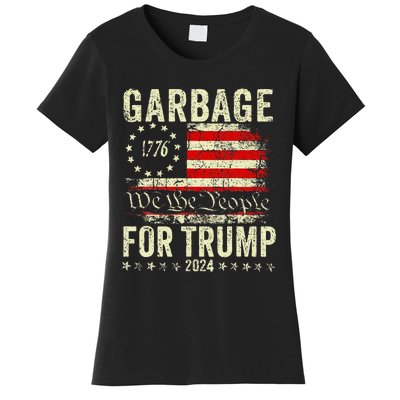 Trump 2024 Election Garbage Vote For Trump President Us Flag Women's T-Shirt