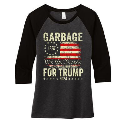 Trump 2024 Election Garbage Vote For Trump President Us Flag Women's Tri-Blend 3/4-Sleeve Raglan Shirt