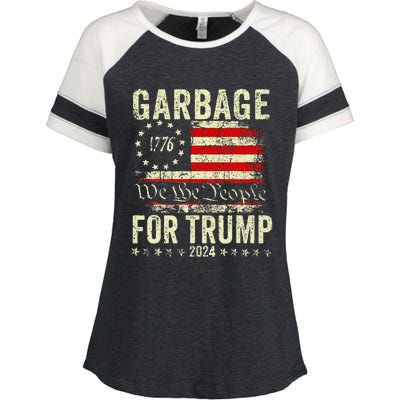 Trump 2024 Election Garbage Vote For Trump President Us Flag Enza Ladies Jersey Colorblock Tee